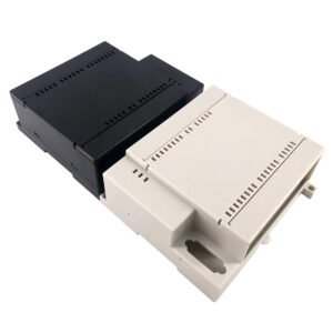 120x100x48mm Kotak Plastik PLC Electronics Project Junction Box Case DIN Rail ABS Enclosure Control Panel 2 Dual Double Side Terminal Hole and D-SUB DB9 Serial Hole