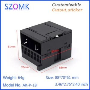 AK-P-18 88X70X61mm Kotak Plastik PLC Electronics Project Junction Box Case DIN Rail ABS Plastic Enclosure Double Dual 2 Side Terminal Hole
