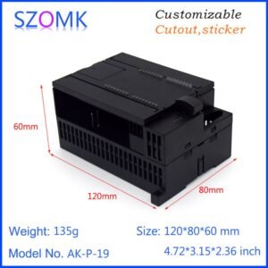 AK-P-19 120X80X60mm Kotak Plastik PLC Electronics Project Junction Box Case DIN Rail ABS Plastic Enclosure Double Dual 2 Side Terminal Hole