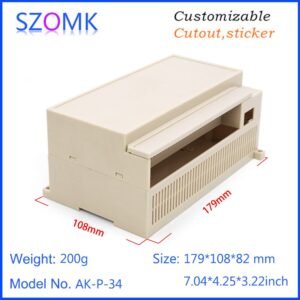 AK-P-34 179X108X82mm Kotak Plastik PLC Electronics Project Junction Box Case DIN Rail ABS Plastic Enclosure Single 1 Side Terminal Hole